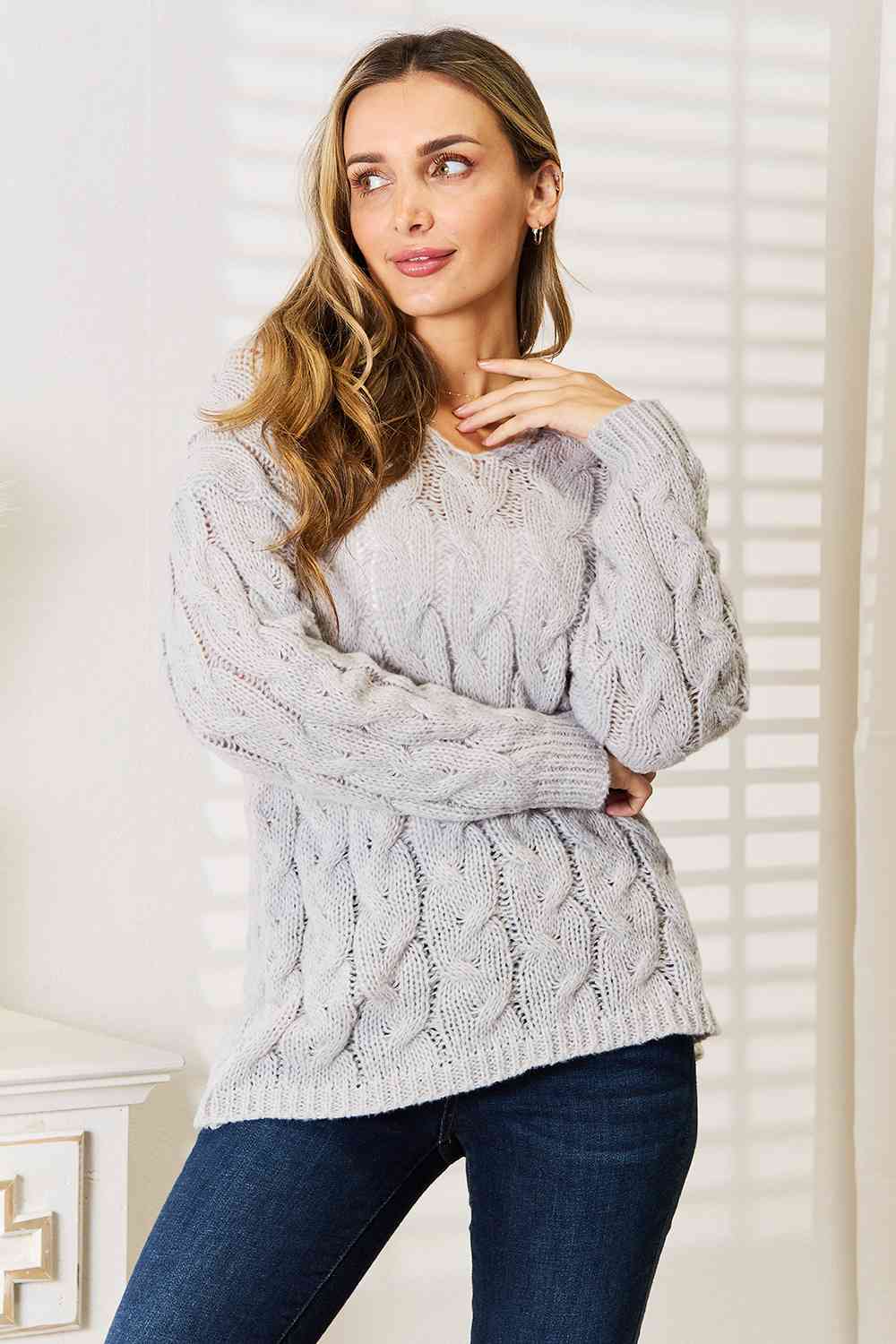 Cool Breeze Cable-Knit Hooded Sweater