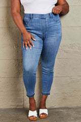 Janavie Full Size High Waisted Pull On Skinny Jeans