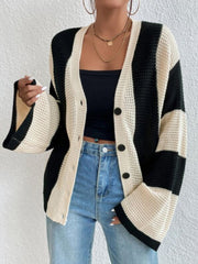 Striped Button Up Cardigan