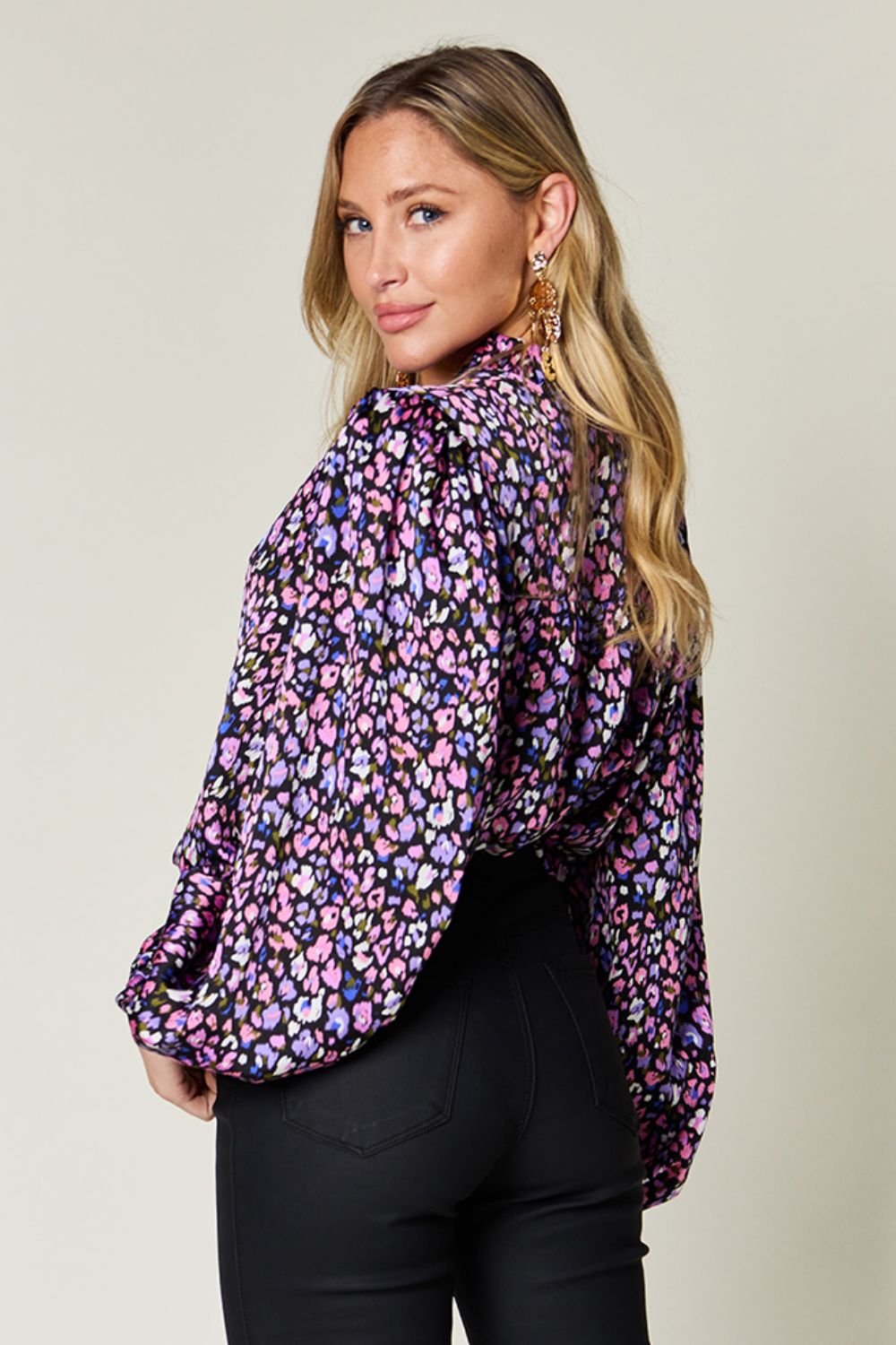 Full Size Printed Long Sleeve Blouse