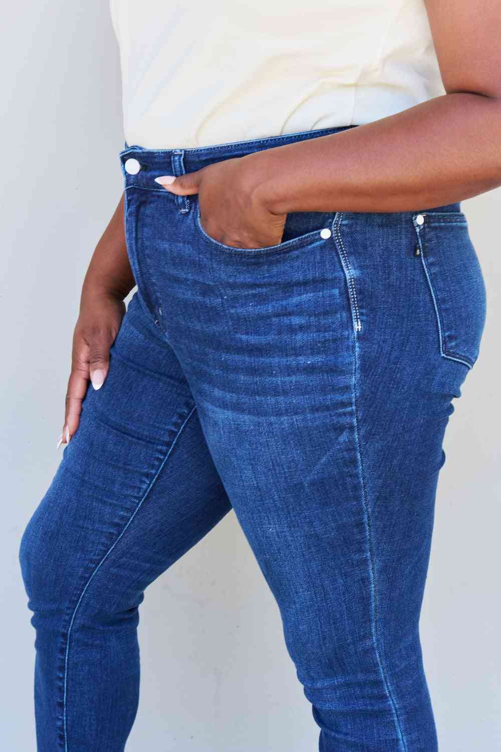 Marie Full Size Mid Rise Crinkle Ankle Detail Skinny Jeans