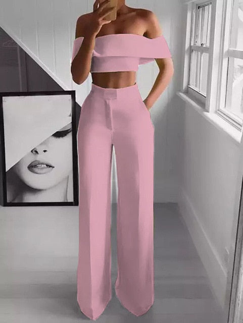 Fierce Cropped Top + Long Trousers Set