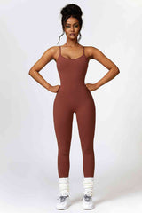 Open Back Spaghetti Strap Sports Jumpsuit