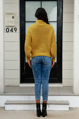 Cable-Knit Turtleneck Long Sleeve Sweater