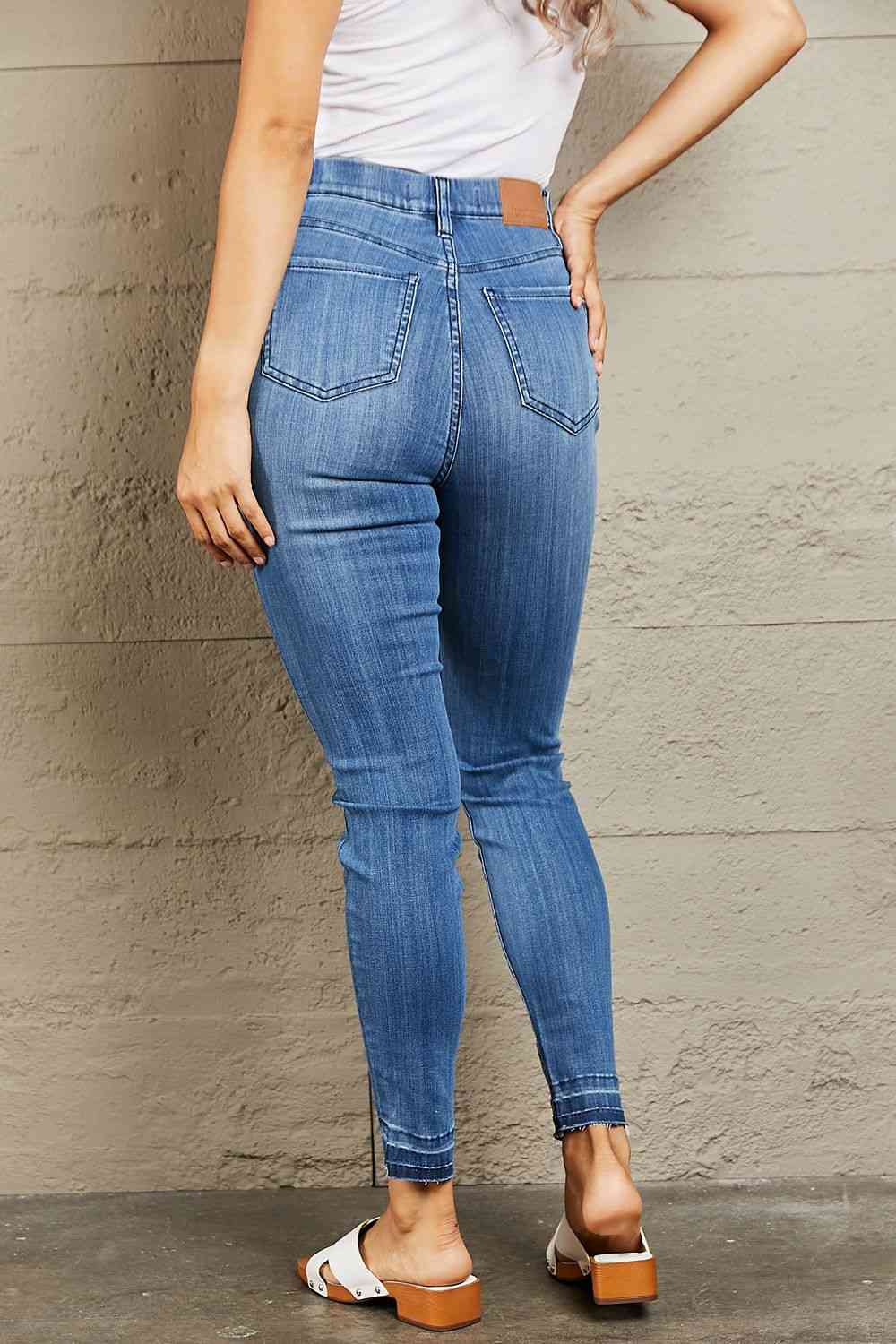 Janavie Full Size High Waisted Pull On Skinny Jeans