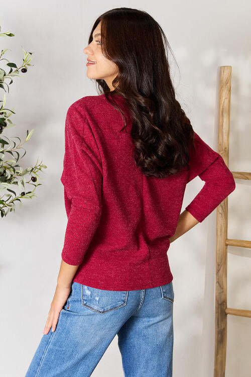 Drop Shoulder Long Sleeve Blouse