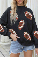 Sequin Football Patch Dropped Shoulder Sweatshirt