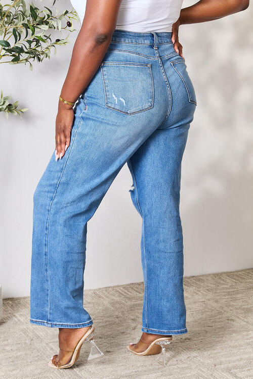 Full Size High Waist Distressed Jeans