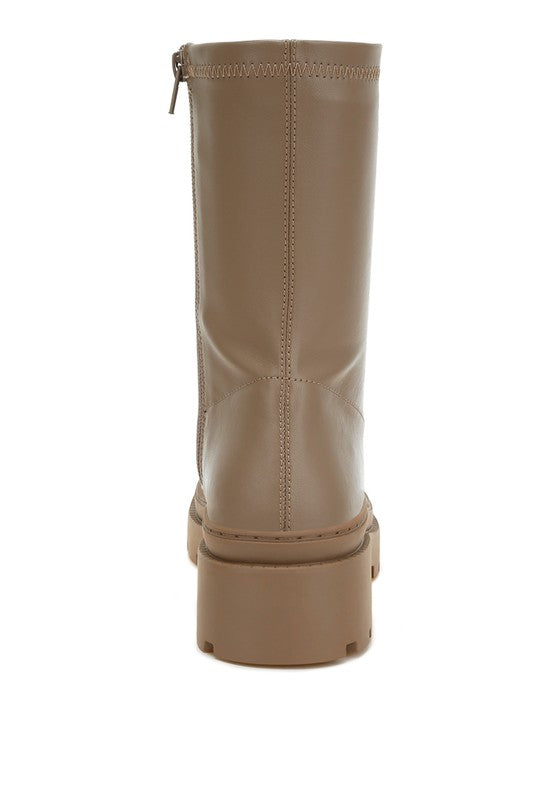 Carmit Chunky Faux Leather Calf Boots