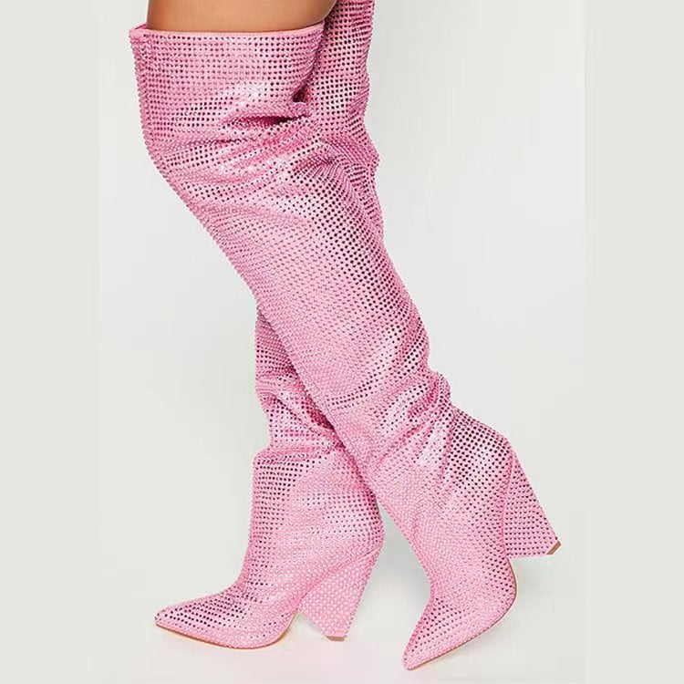 Razzle Dazzle Tapered Heel Wedge Boots