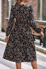 Floral Spliced Lace V-Neck Dress