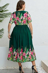 Floral Tie-Waist Round Neck Dress