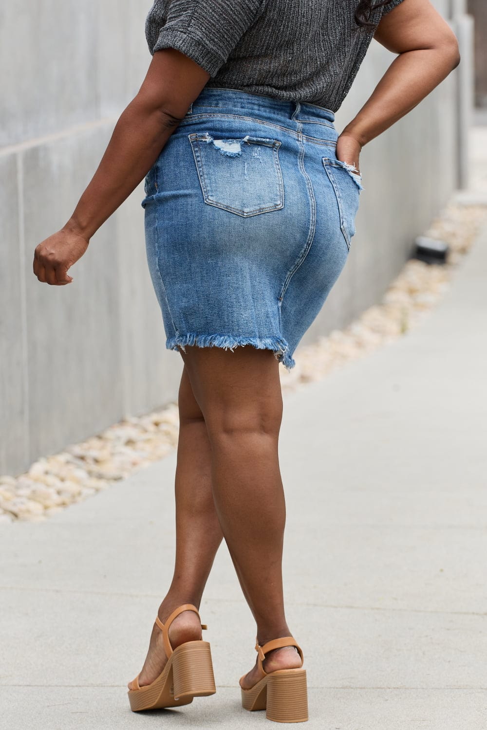 Full Size Denim Mini Skirt