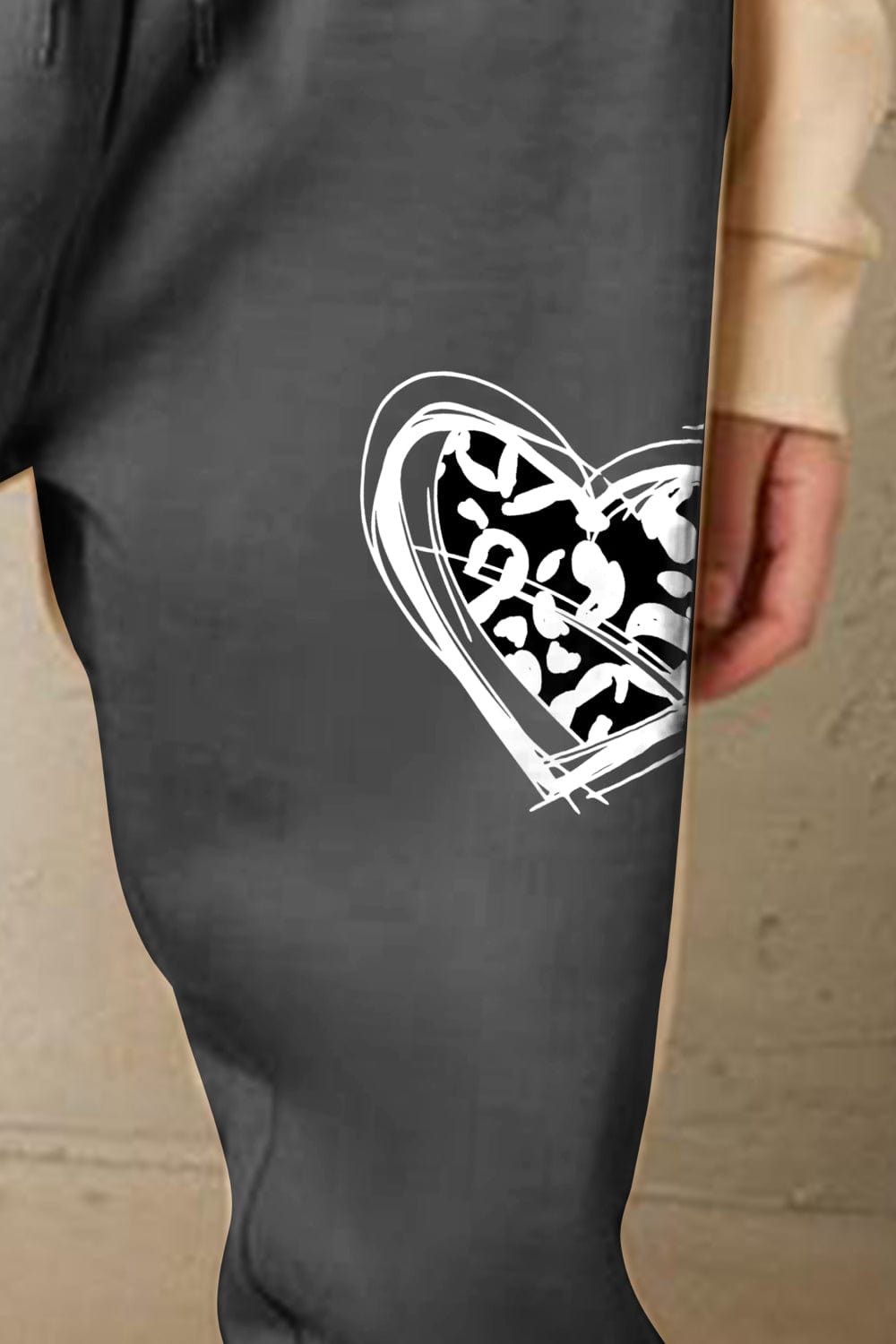 Full Size Drawstring Heart Graphic Long Sweatpants