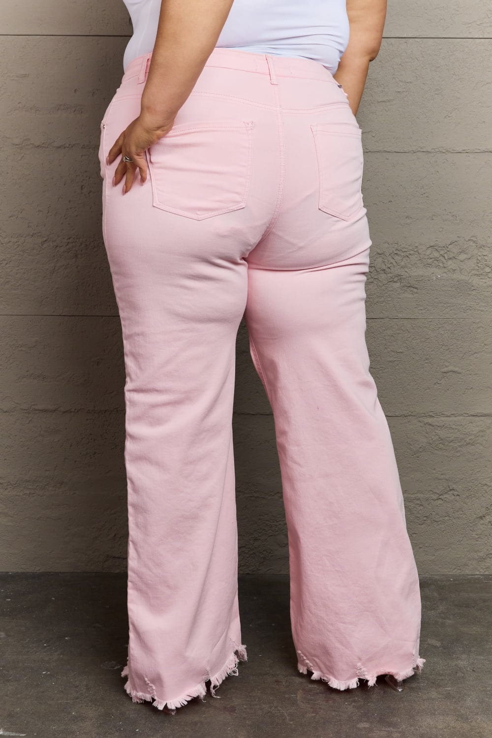 Full Size High Waist Wide Leg Jeans in Light Pink