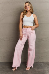 Full Size High Waist Wide Leg Jeans in Light Pink