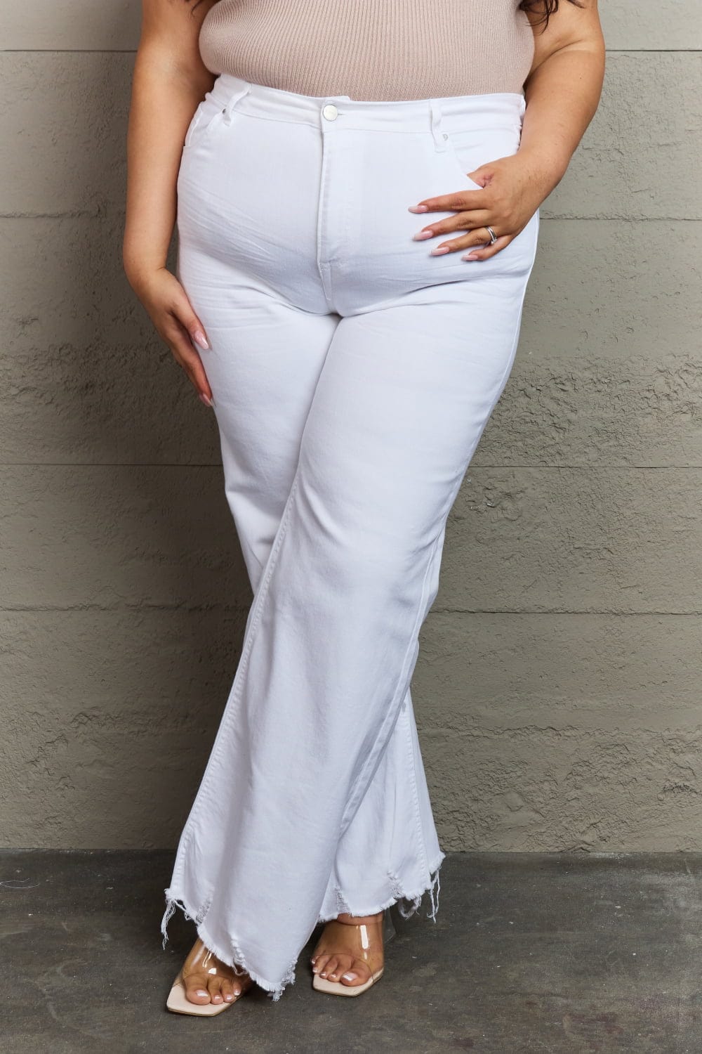 Full Size High Waist Wide Leg Jeans in White