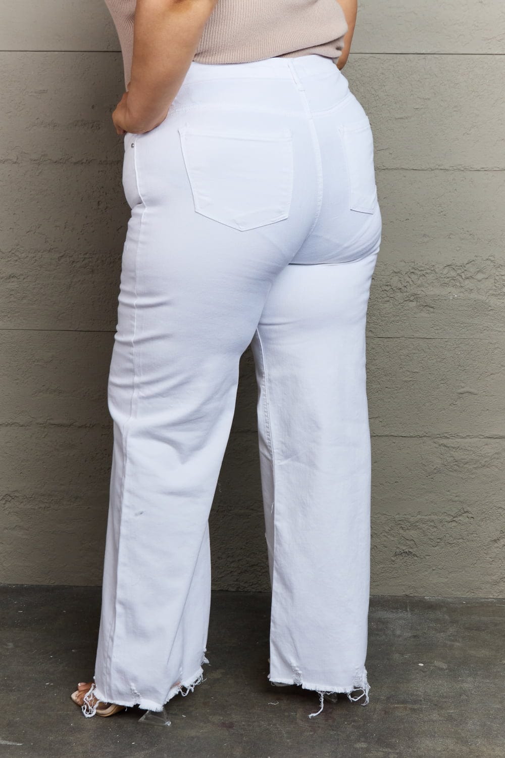 Full Size High Waist Wide Leg Jeans in White