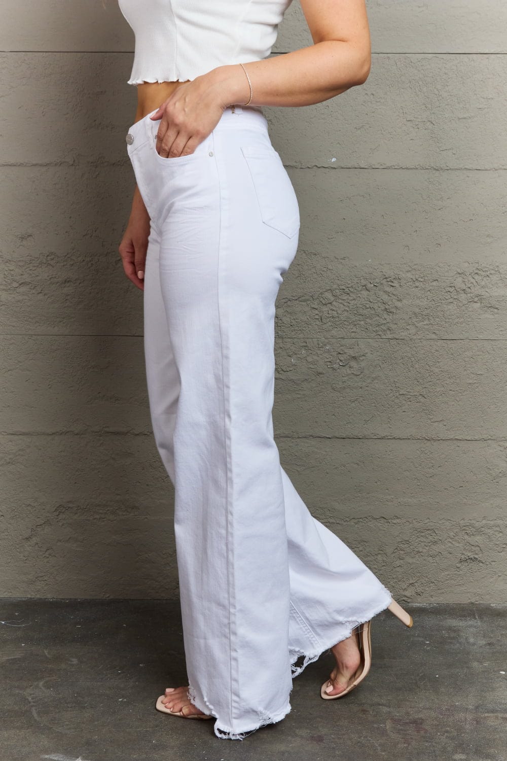 Full Size High Waist Wide Leg Jeans in White