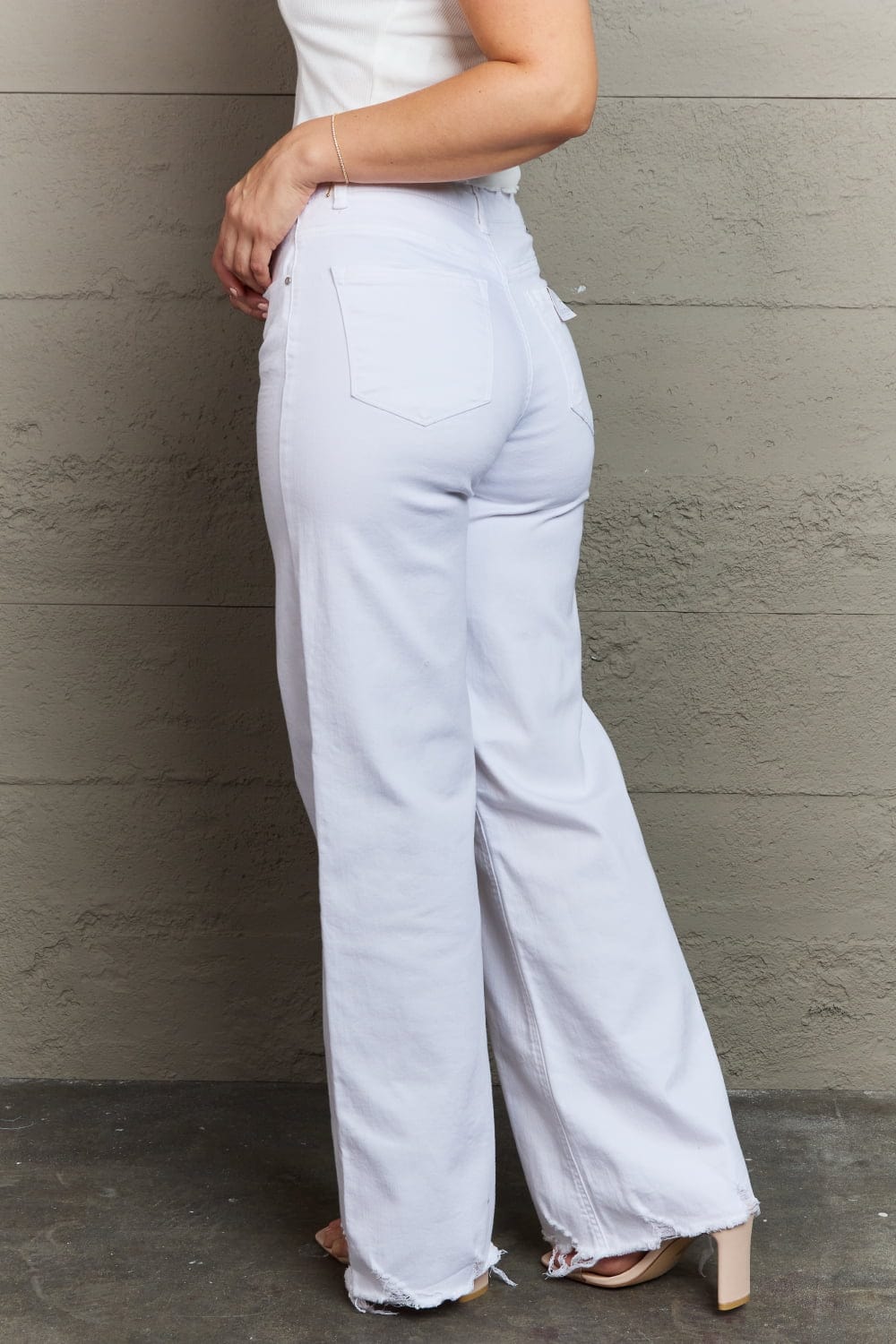 Full Size High Waist Wide Leg Jeans in White