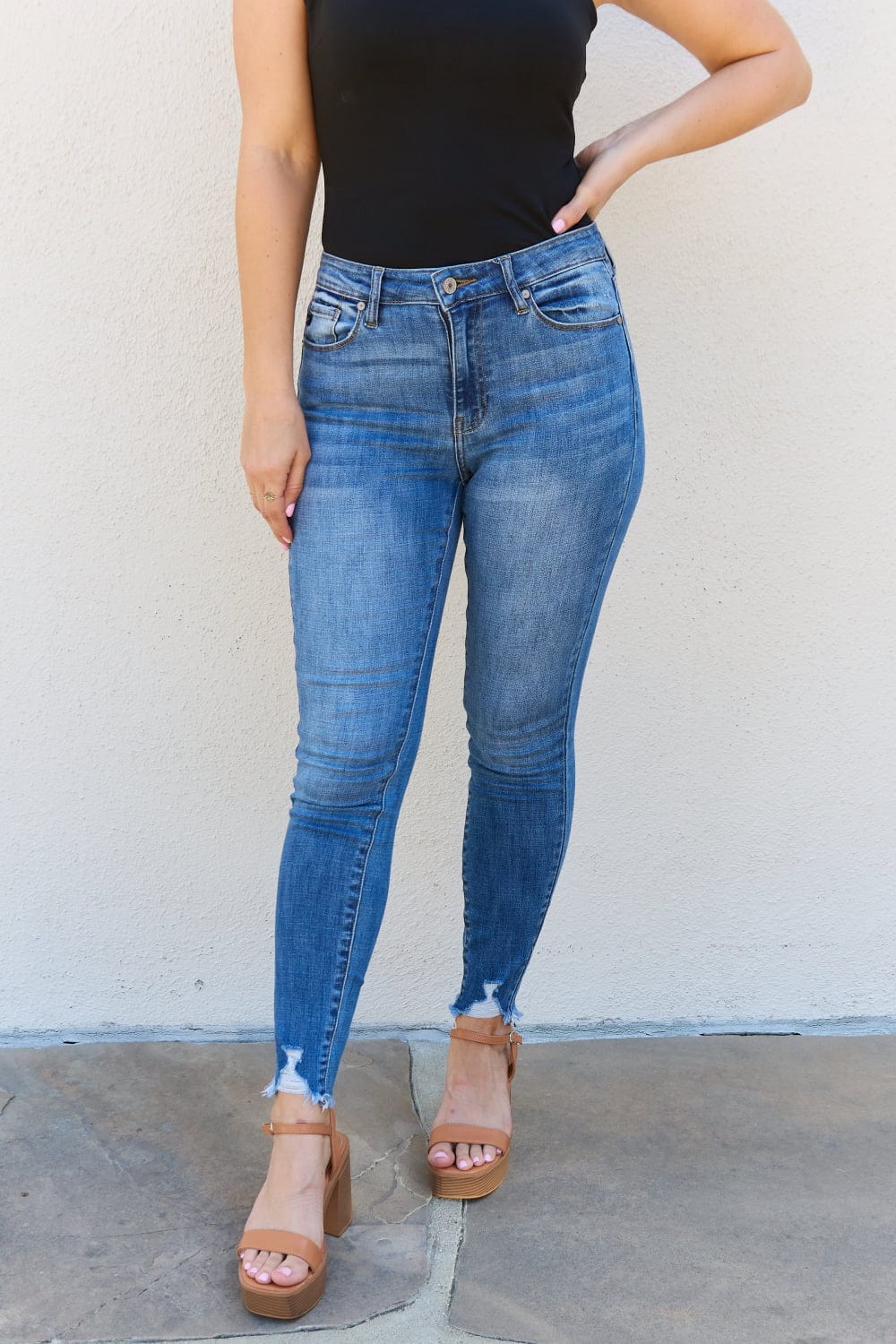 Full Size Raw Hem High Rise Skinny Jeans