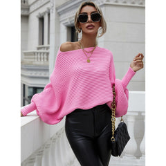 Horizontal Ribbing Dolman Sleeve Sweater