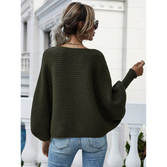 Horizontal Ribbing Dolman Sleeve Sweater