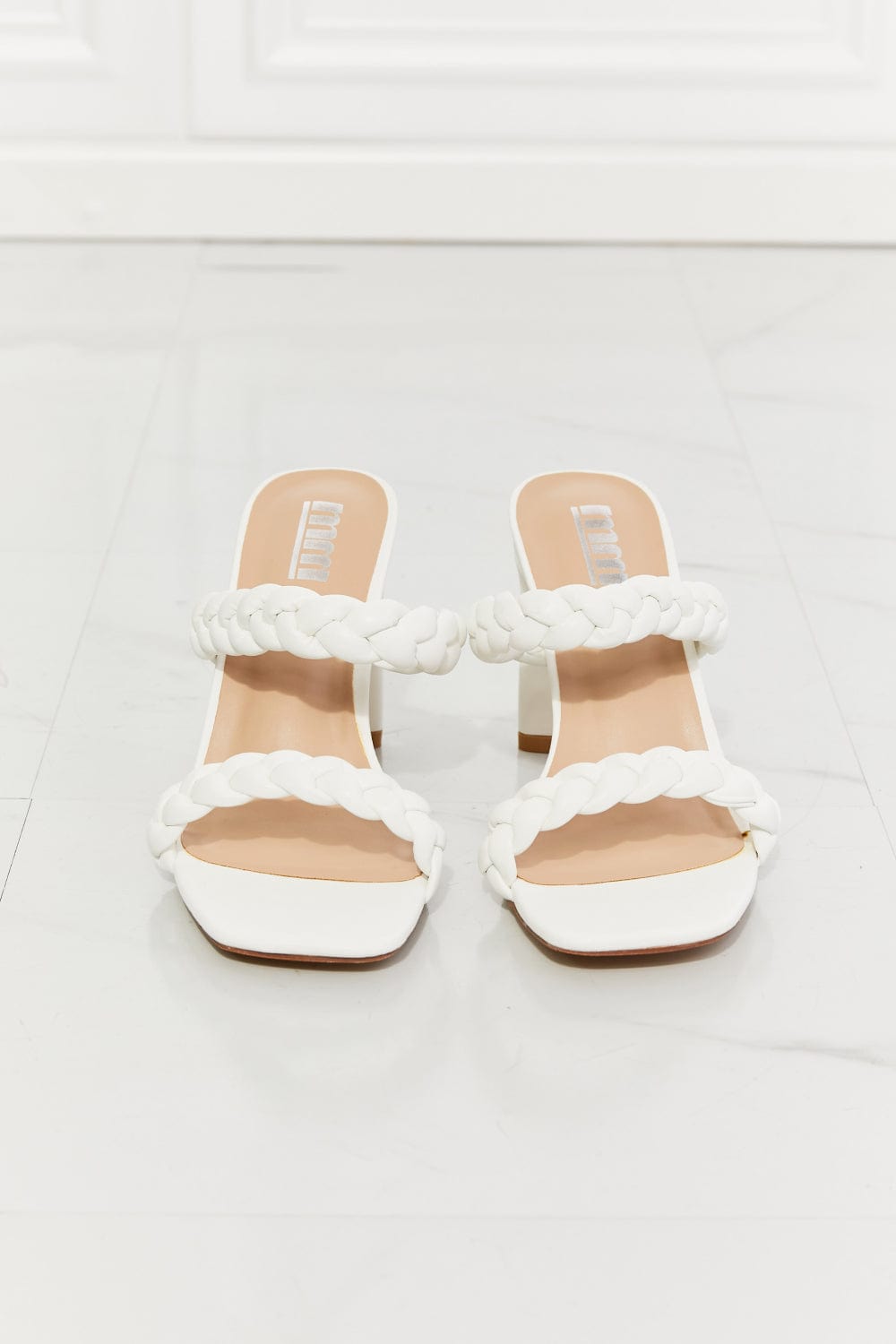 In Love Double Braided Block Heel Sandal in White