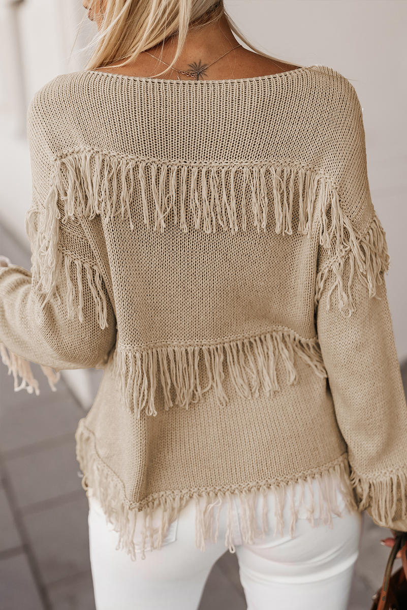 Boho Fringed Knitted Sweater