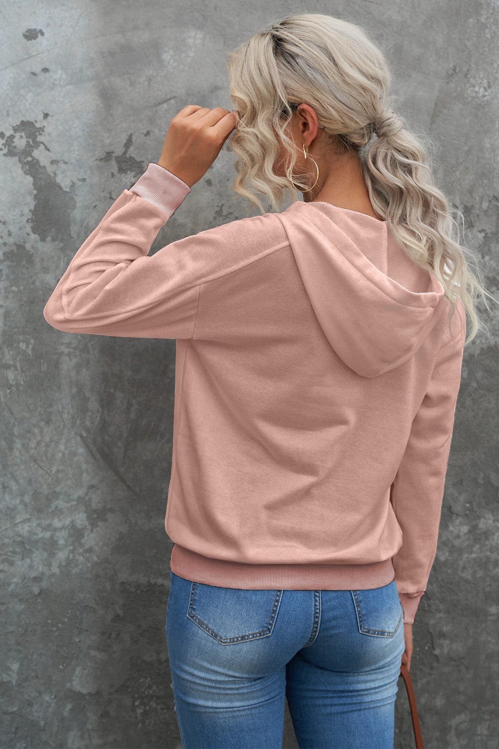 Lace-Up Dropped Shoulder Hoodie