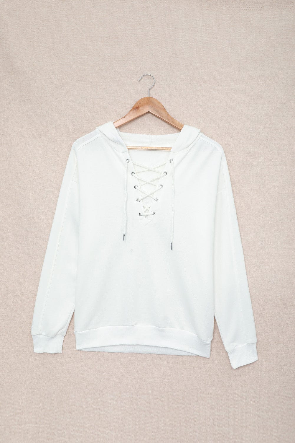 Lace-Up Dropped Shoulder Hoodie