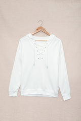 Lace-Up Dropped Shoulder Hoodie