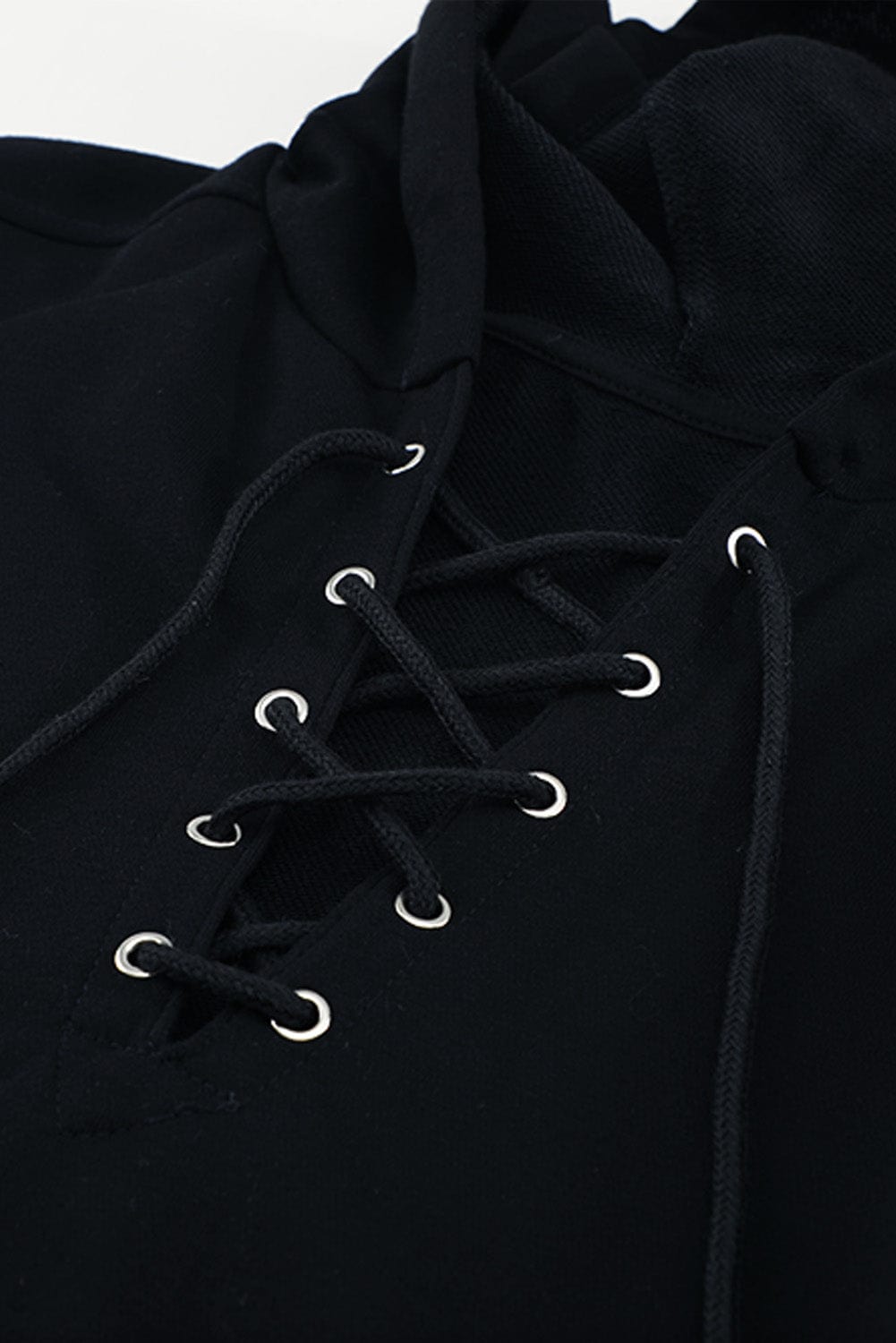 Lace-Up Dropped Shoulder Hoodie