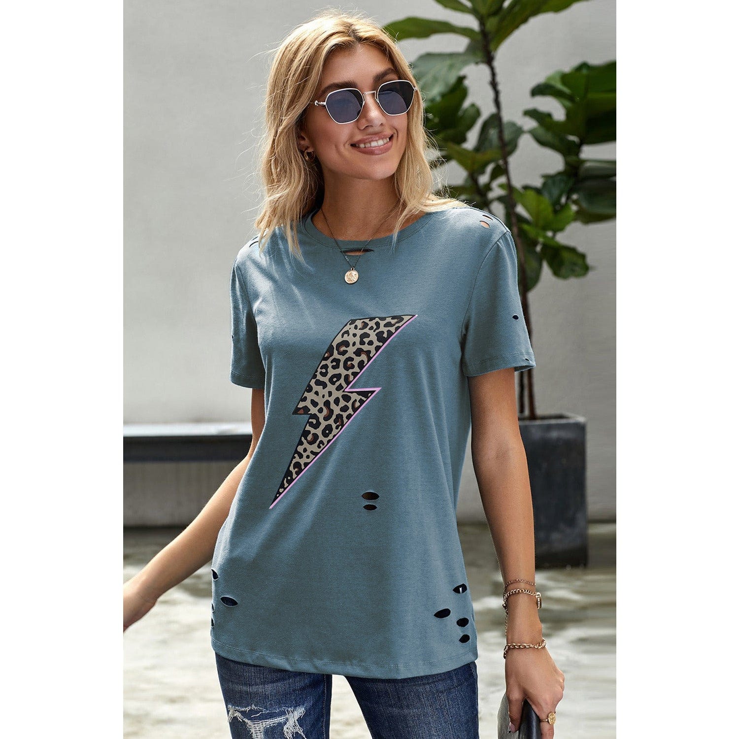 Leopard Lip Distressed T-Shirt