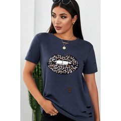 Leopard Lip Distressed T-Shirt