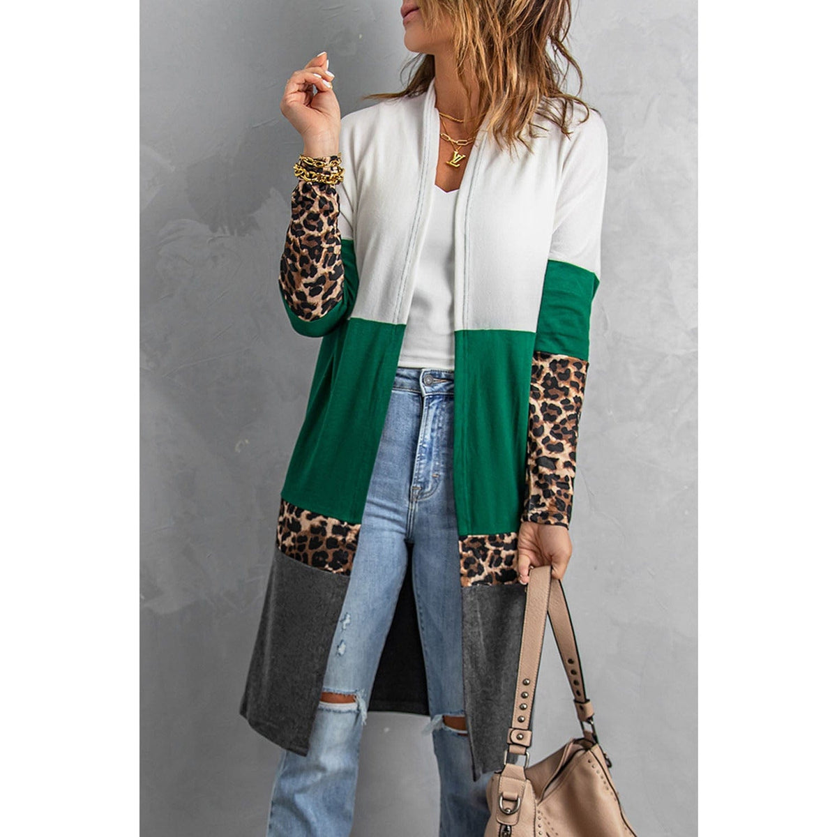 Leopard Open Front Cardigan