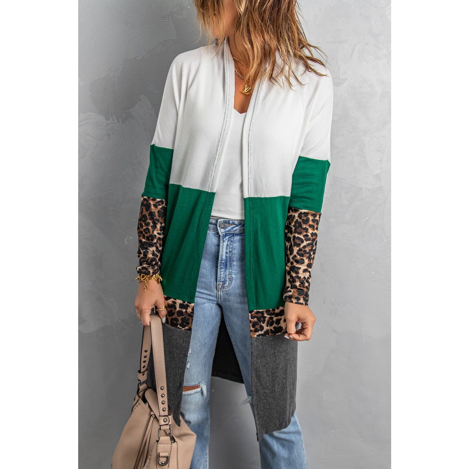 Leopard Open Front Cardigan