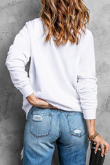 Letter Graphic Round Neck Sweatshirt cf