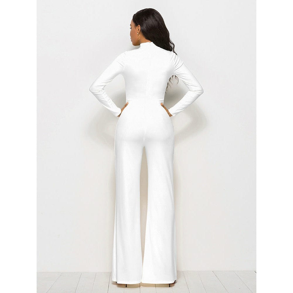 Long Sleeve Mock Neck Wide Leg Jumpsuit