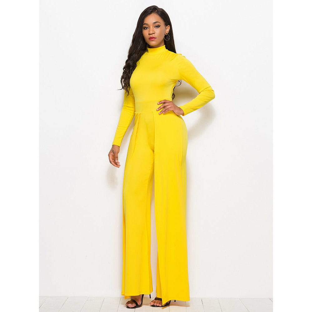 Long Sleeve Mock Neck Wide Leg Jumpsuit