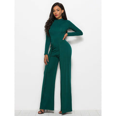 Long Sleeve Mock Neck Wide Leg Jumpsuit