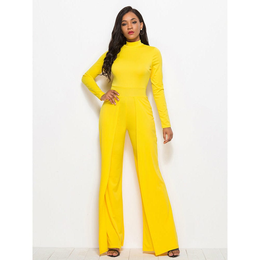 Long Sleeve Mock Neck Wide Leg Jumpsuit