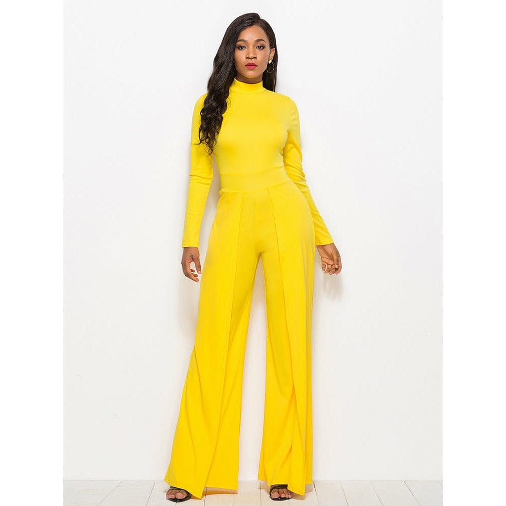 Long Sleeve Mock Neck Wide Leg Jumpsuit