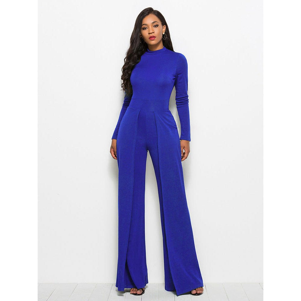 Long Sleeve Mock Neck Wide Leg Jumpsuit