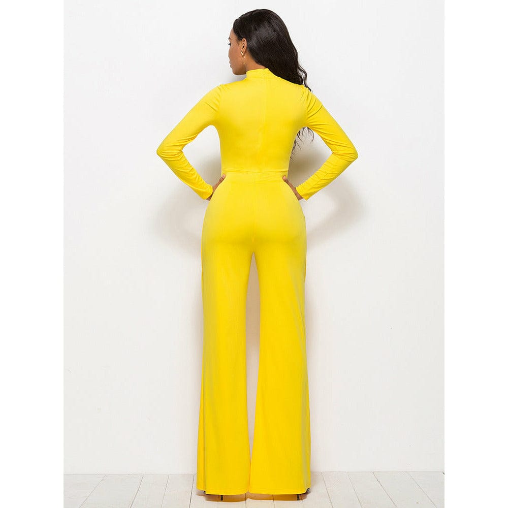 Long Sleeve Mock Neck Wide Leg Jumpsuit