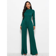 Long Sleeve Mock Neck Wide Leg Jumpsuit