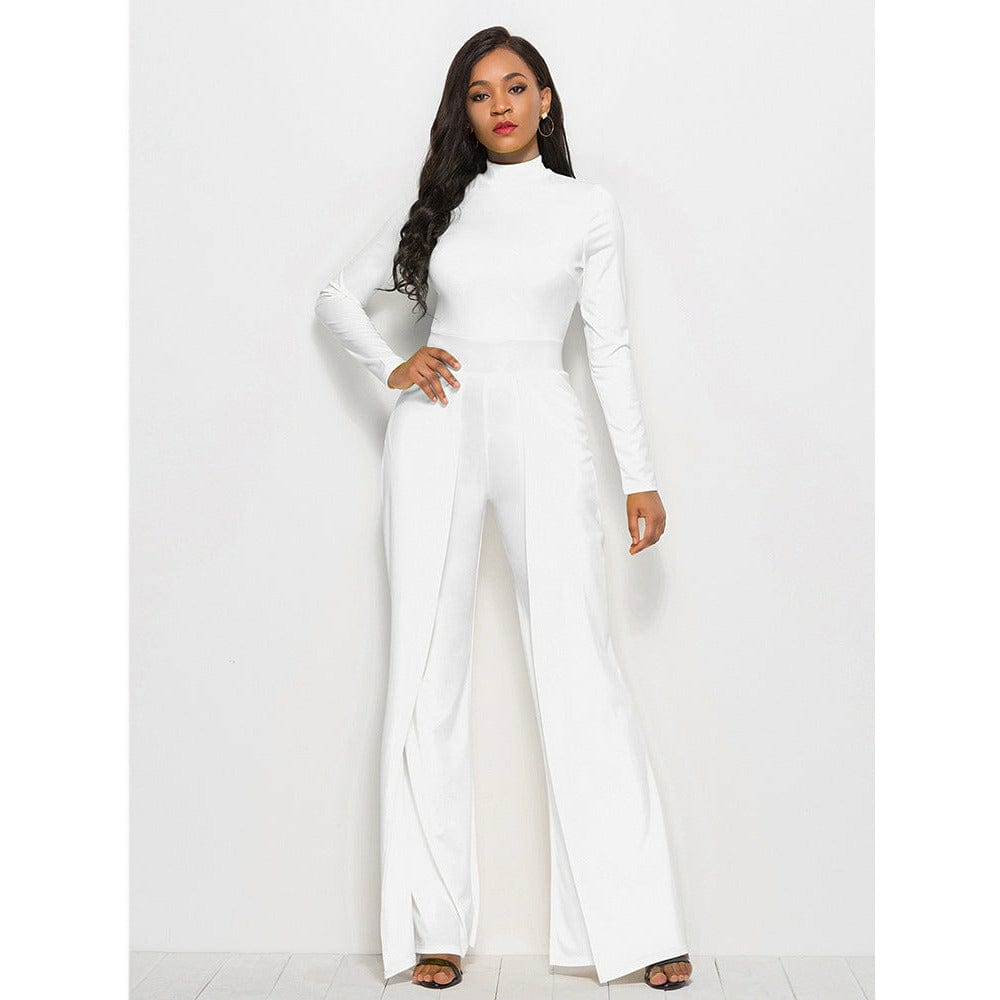 Long Sleeve Mock Neck Wide Leg Jumpsuit