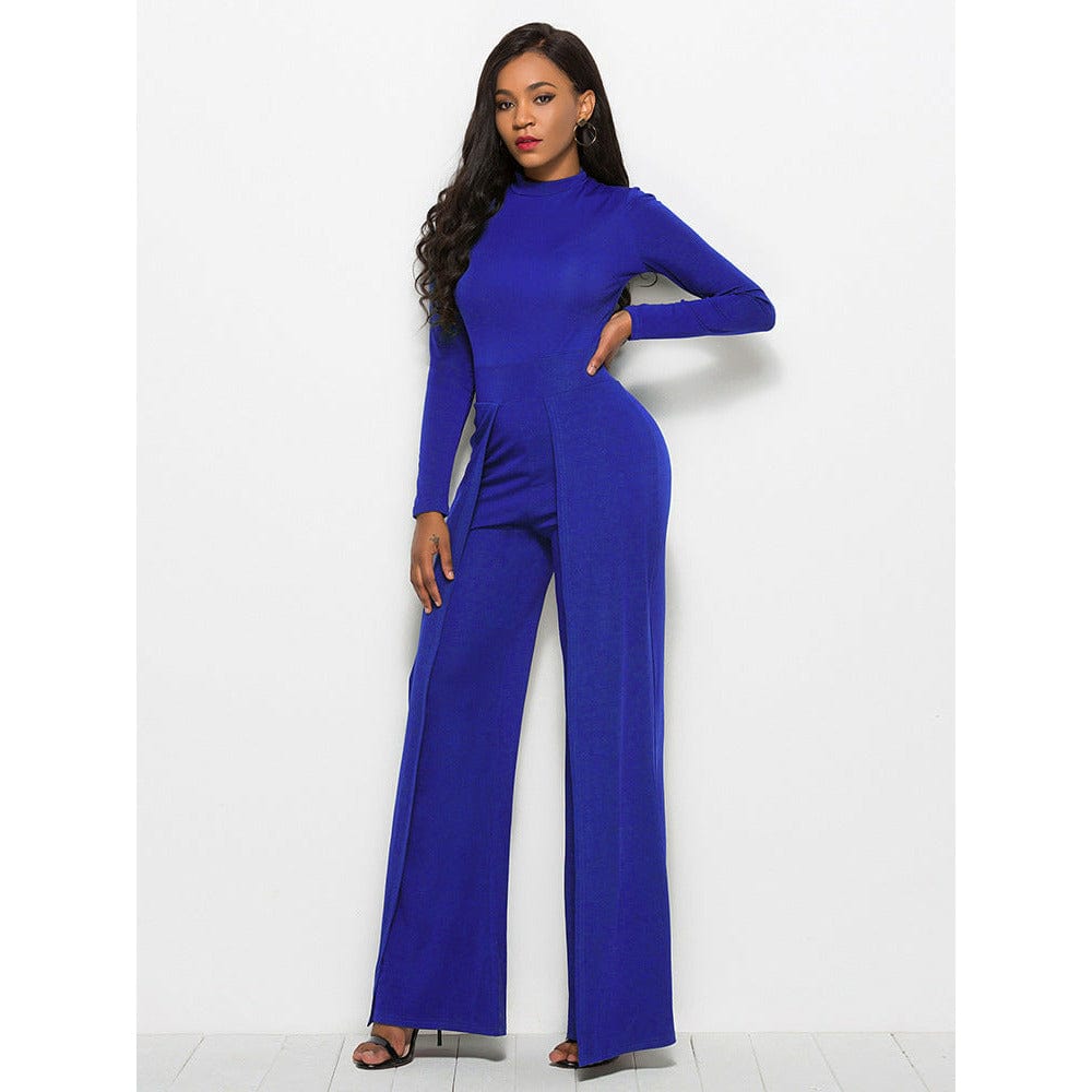 Long Sleeve Mock Neck Wide Leg Jumpsuit