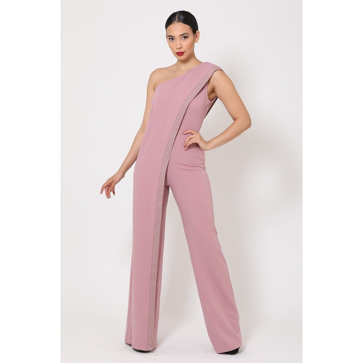 Mauva Greek Border Pattern Jumpsuit