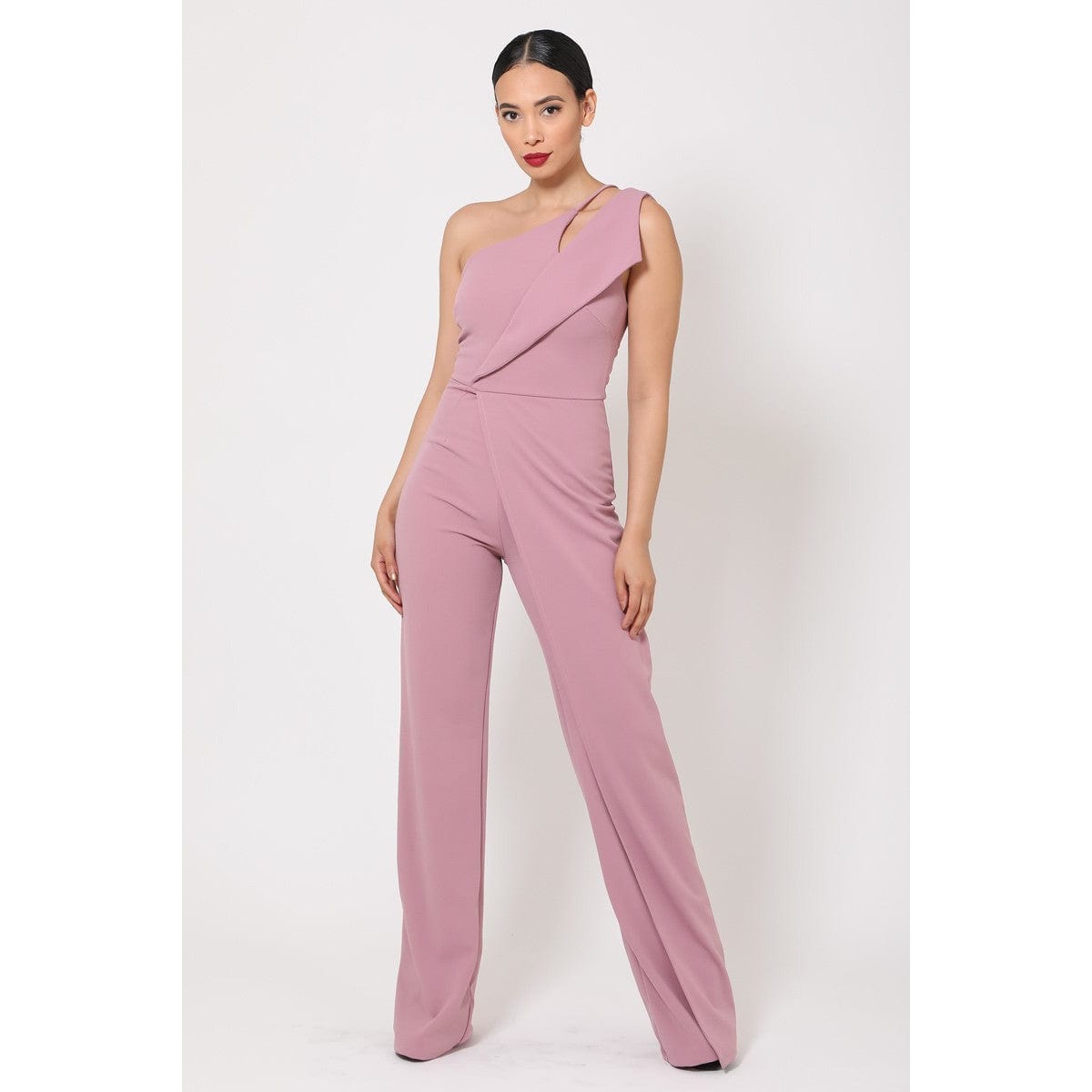 Mauve One Shoulder Jumpsuit W/ Small Opening